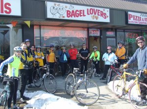 Beginner training rides and bagels always seem like a good match.  